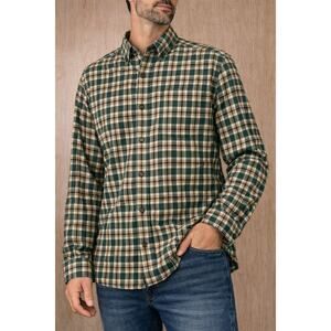 Eddie Bauer Relaxed Fit Green Plaid Flannel Shirt Men’s Small Long Sleeve